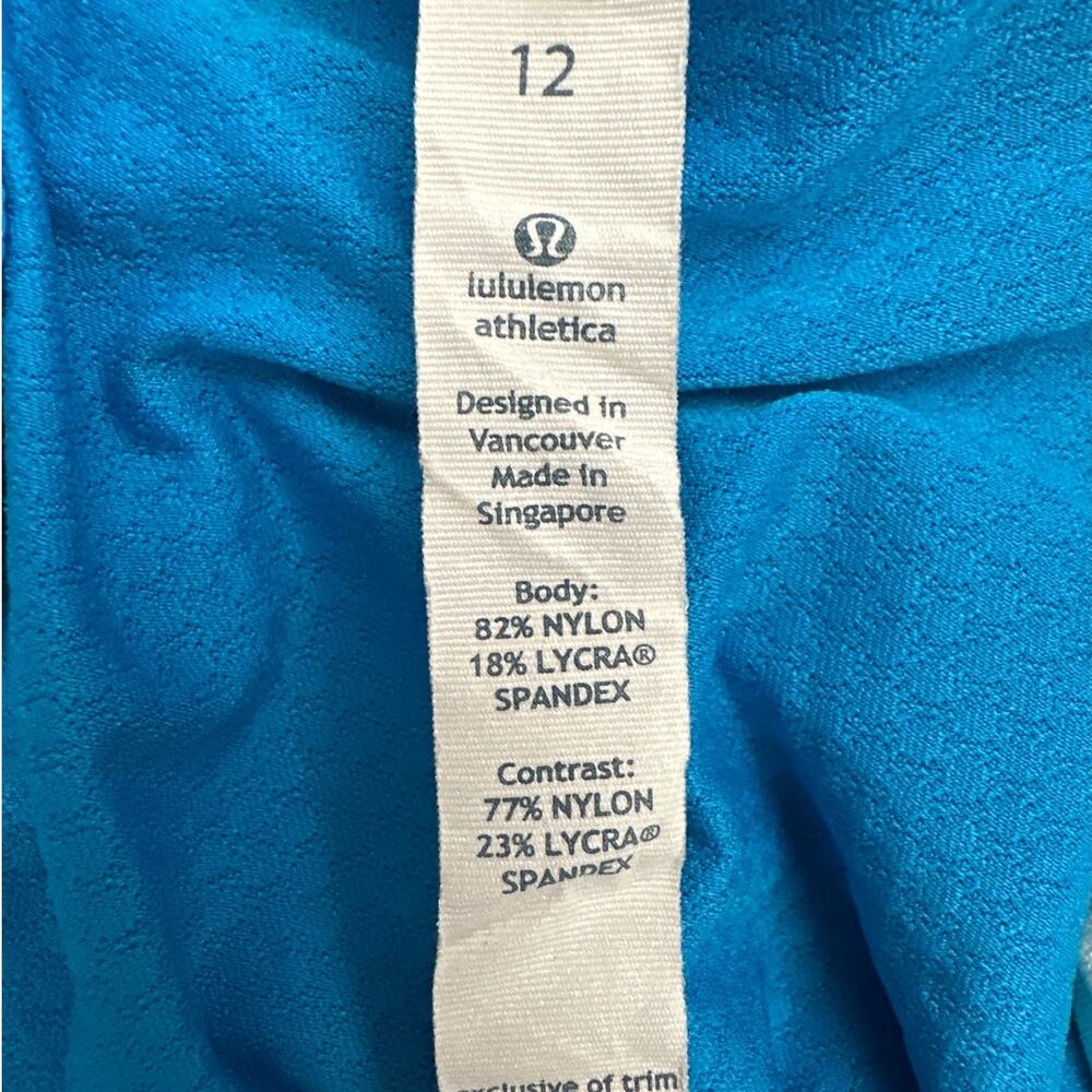 Lululemon Run Tame Me Tank Top Sz 12 Blue Teal Cinch Waist Babydoll Yoga Gym - Picture 10 of 10